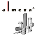 Almeva logotipas su plastikinių kondensacinių dūmtraukių sistema – modernūs kaminų sprendimai